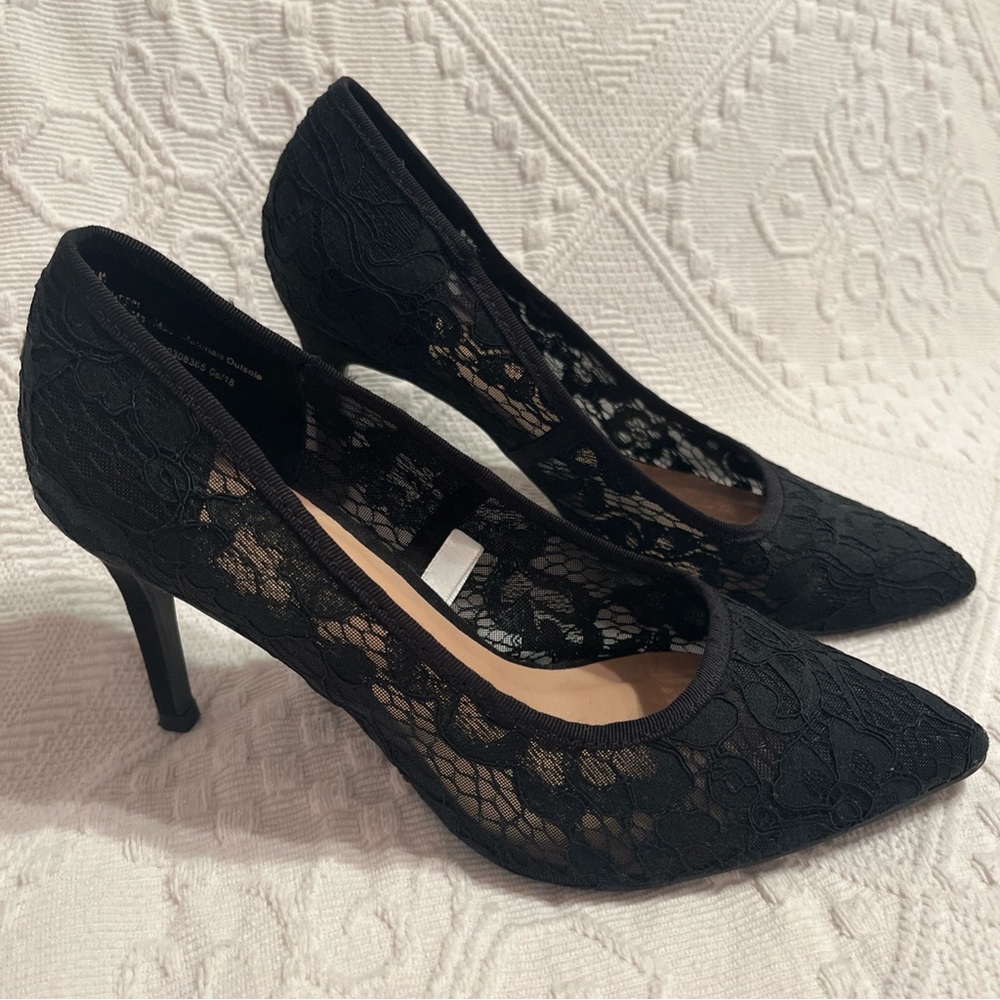Lace High Heel Pumps Pointed Toe Black A New Day Women’s 6.5 Wimsigoth Coquette
